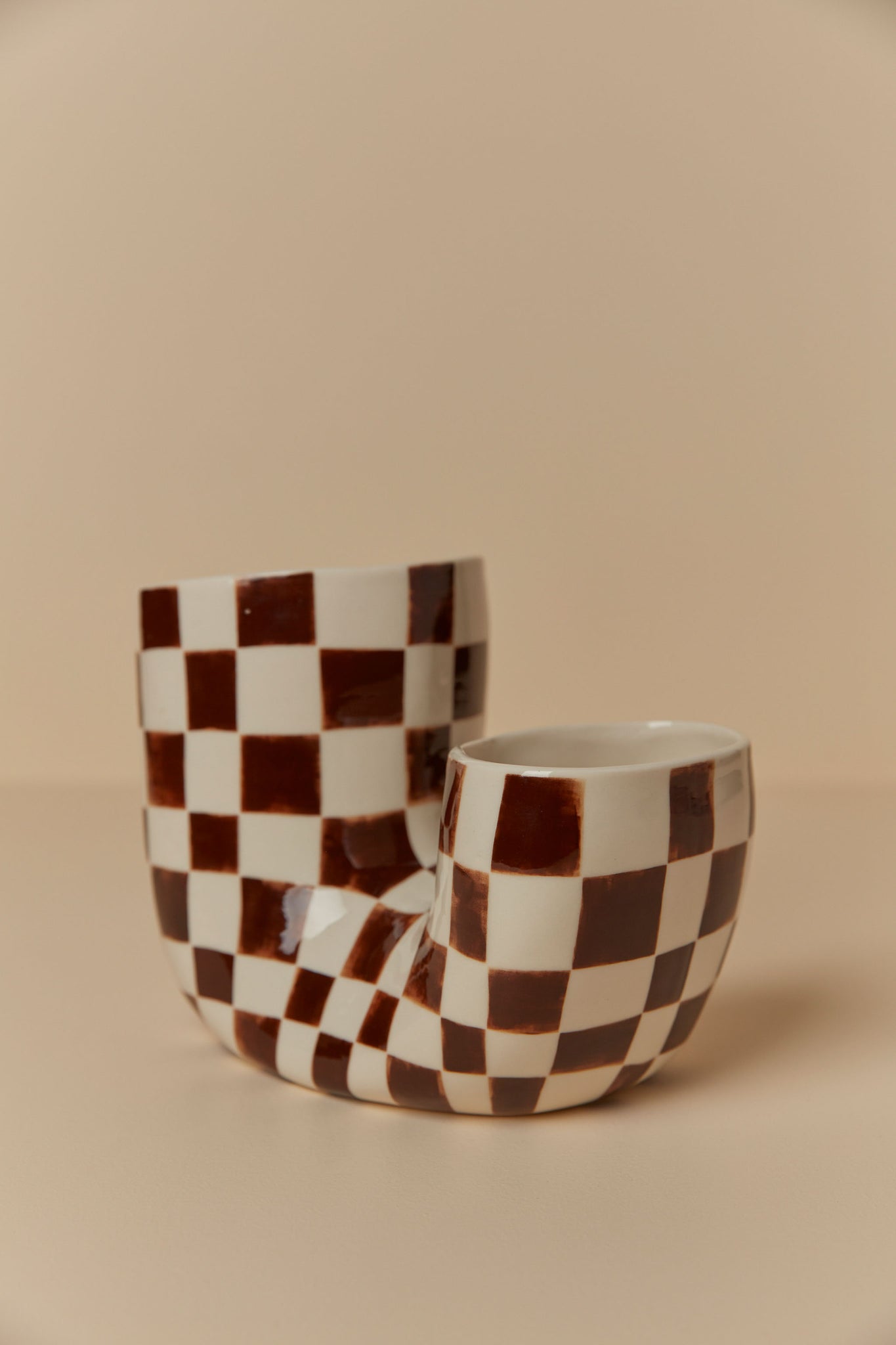 At The Table - Double Hole Vase, Chocolate Check